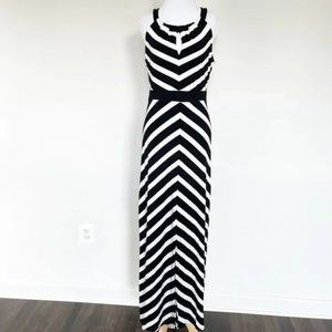 WHBM Black and White Striped Maxi Dress sz LG